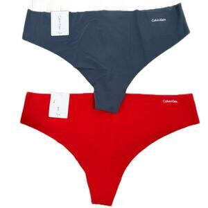 Calvin Klein 2pc Invisibles Microfiber Stretch Thong Underwear D3428 Grey Red XL